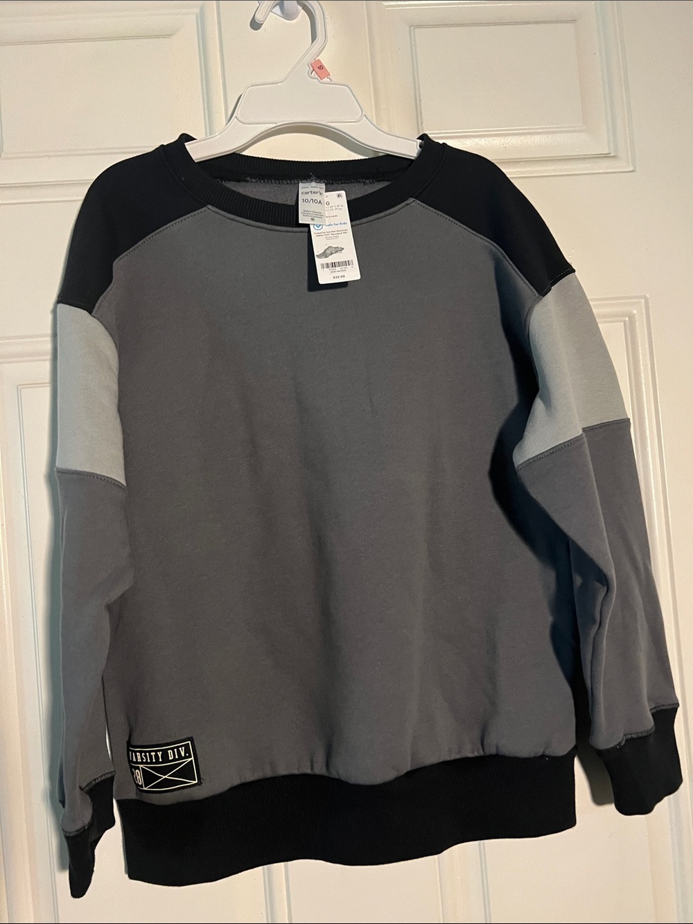 Carter's Black, Gray and Light Gray Colorblock Crew Sweatshirt